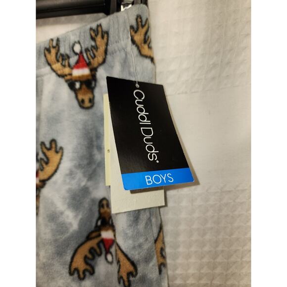 Cuddl Duds Boys Pajama Pants Size 8 Fleece Reindeer Holiday Warm - Picture 2 of 7